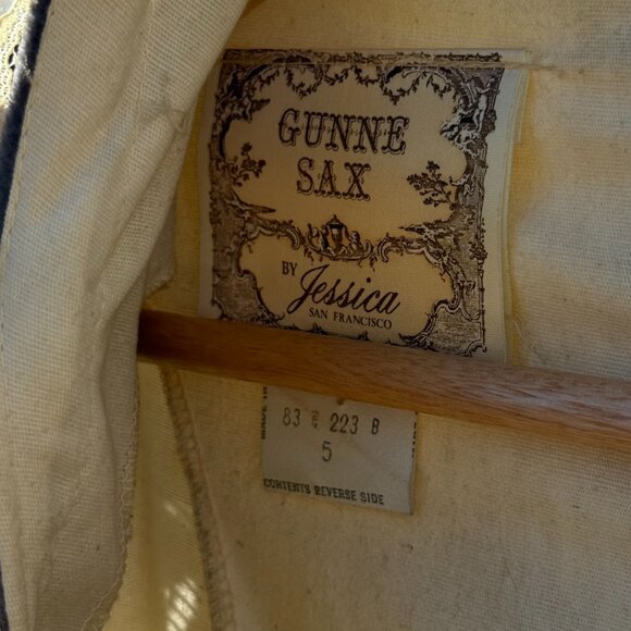 Gunne Sax by Jessica Navy & Cream Lace Maxi Dress (Size 5) - Picture 8 of 8